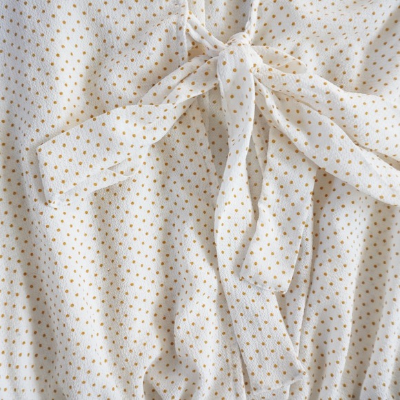 Free People Uptown Girl Flutter‎ Bodysuit Polka Dot Tie Front Black Lace Thong S - Picture 3 of 9